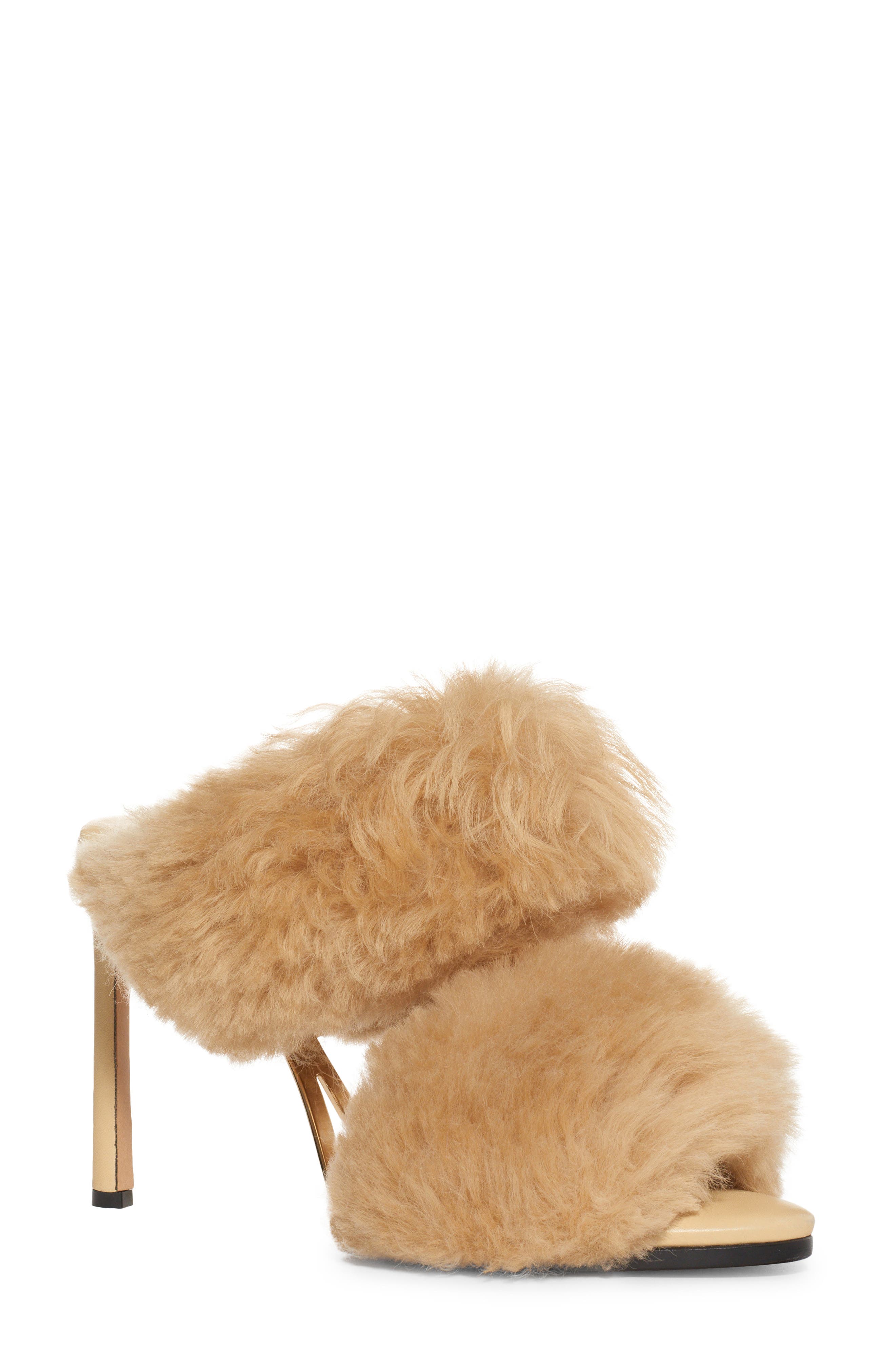 Bottega Veneta Double Strap Genuine Shearling Sandal, Main, color, 