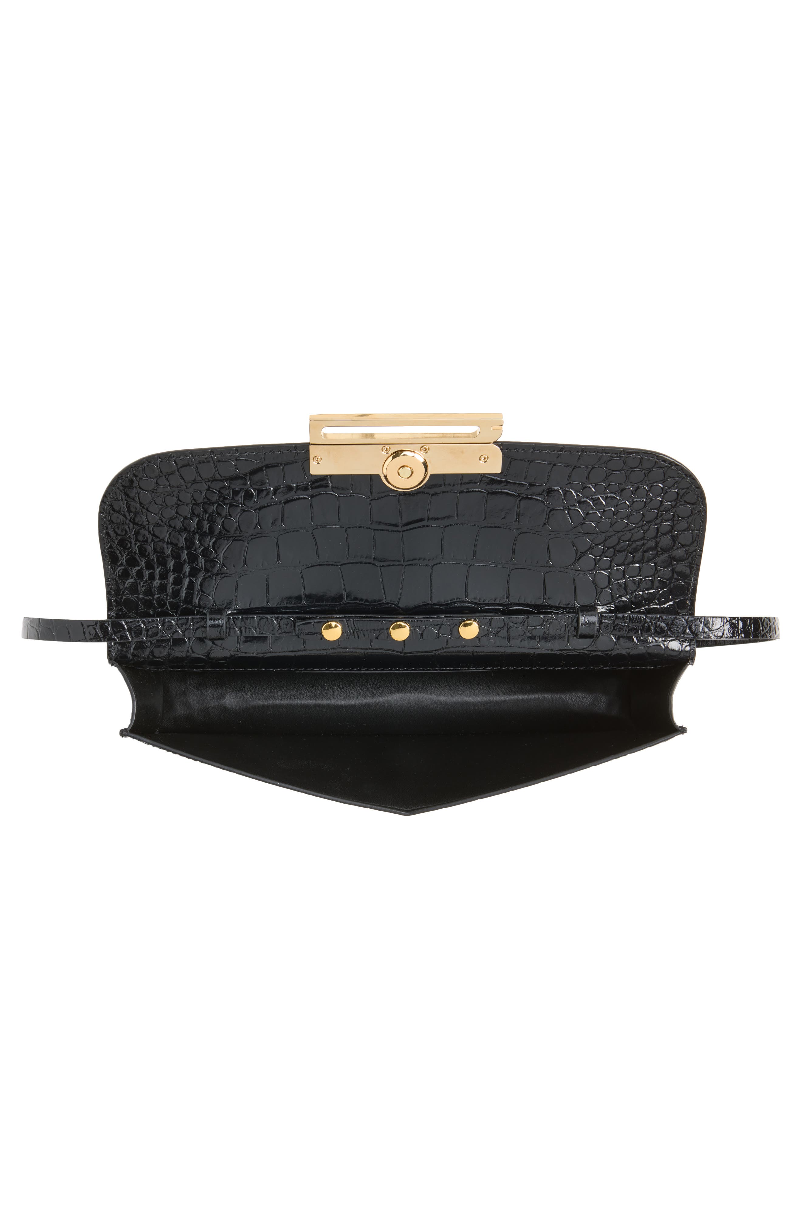 Dorian Leather East/West Clutch, Alternate, color, BLACK