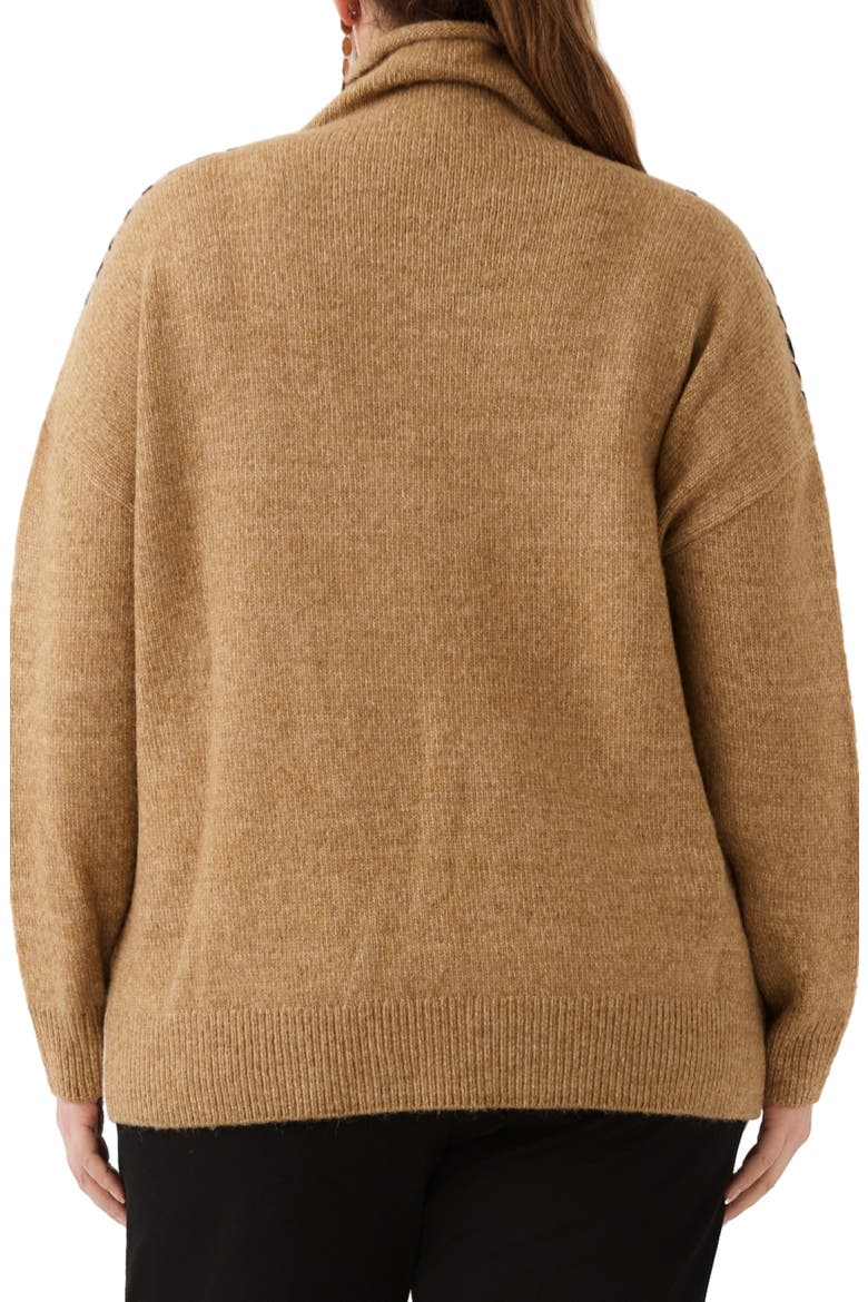 Contrast Stitch Mock Neck Sweater, Alternate, color, OATMEAL/ CAMEL