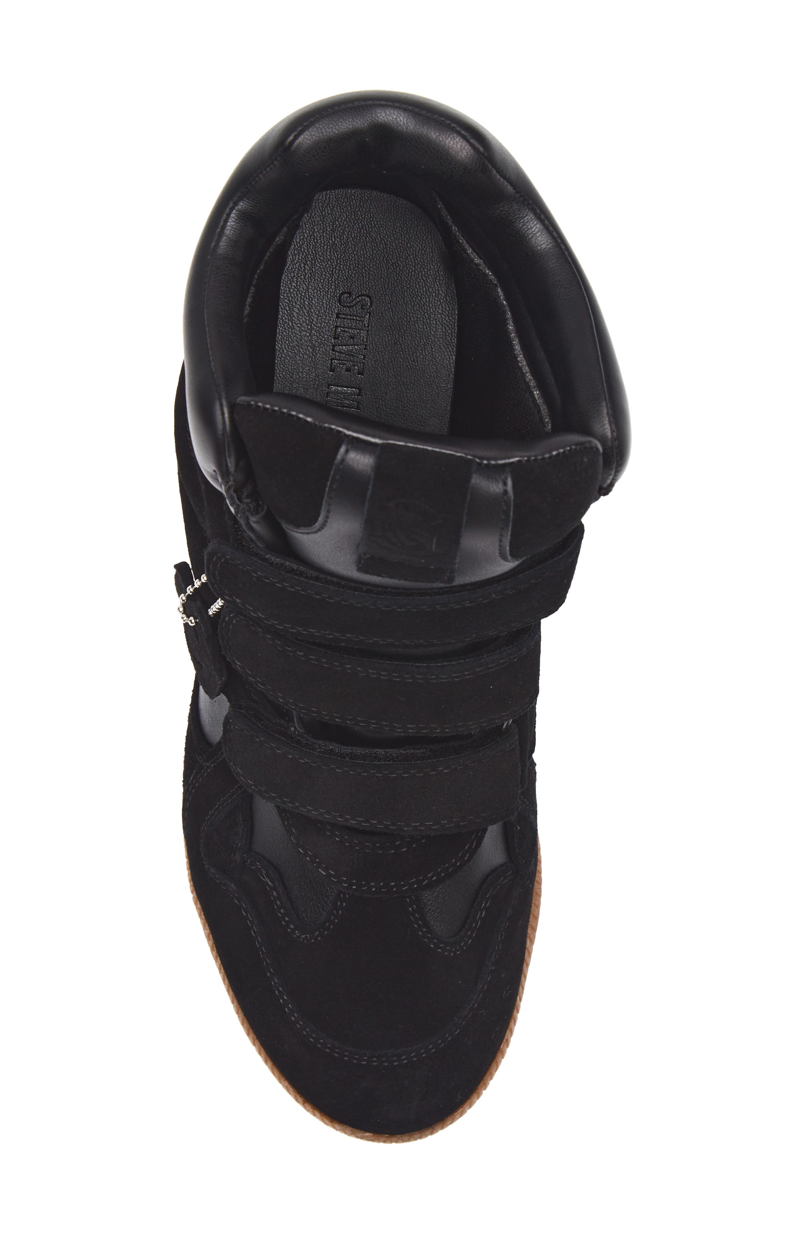 Steve Madden Mavis Wedge High Top Sneaker, Alternate, color, Black Suede