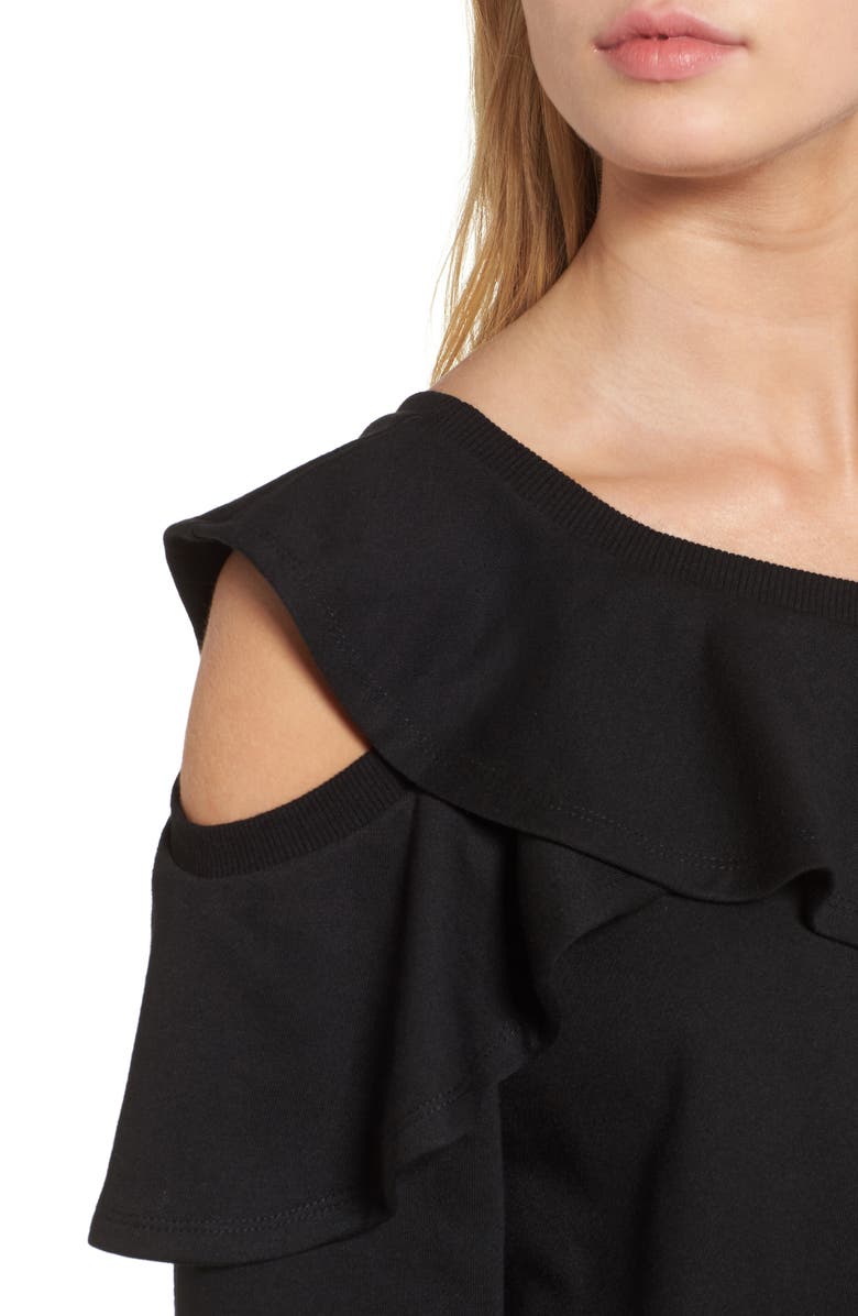 All in Favor One-Shoulder Ruffle Sweatshirt, Alternate, color, 