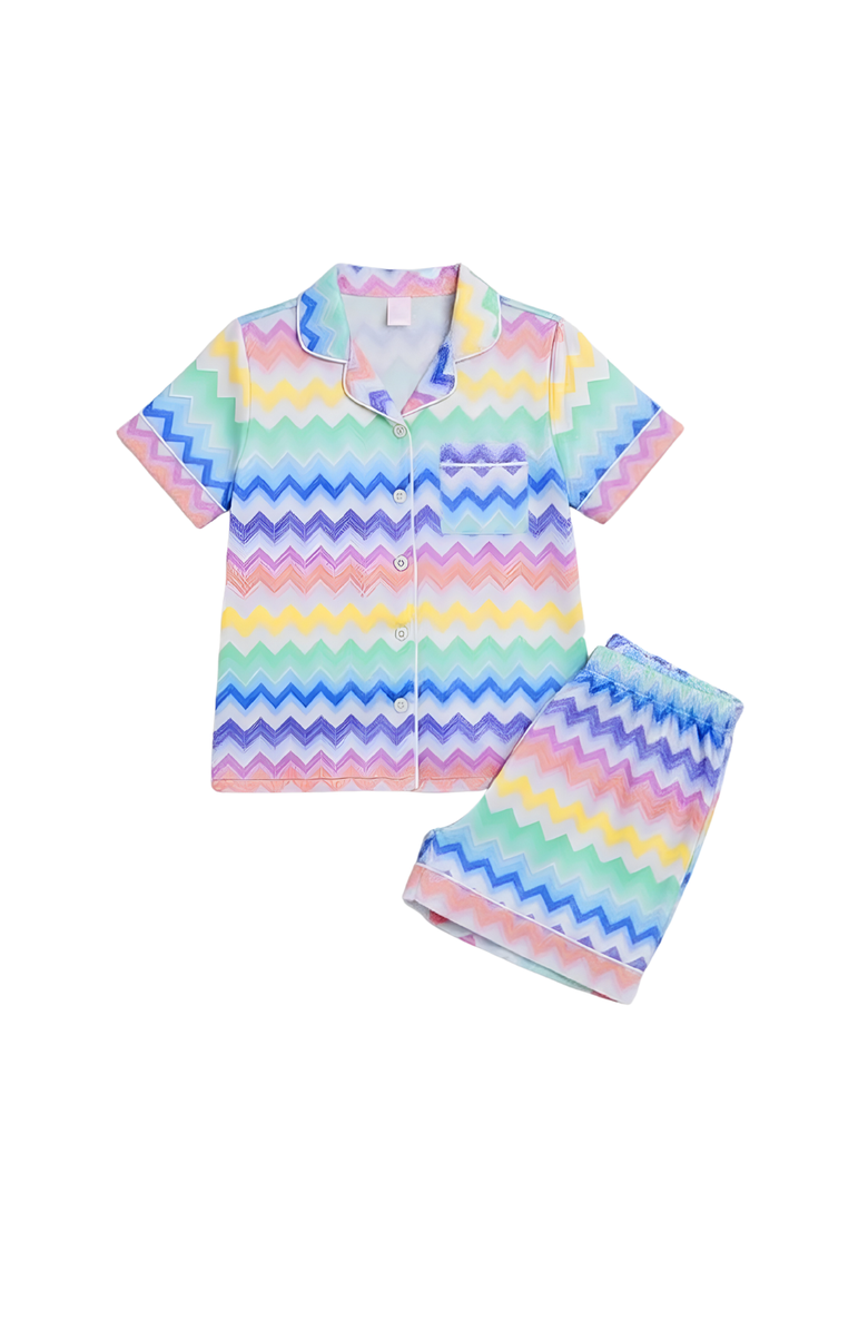 Preppy Goose Chevron Print Short Sleeve Jersey PJ, Main, color, Multi