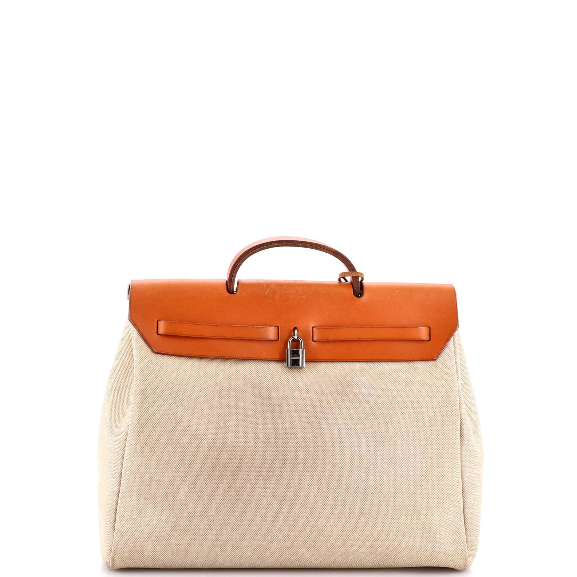 Pre-Owned Hermes Herbag Toile and Leather MM, Alternate, color, Ecru
