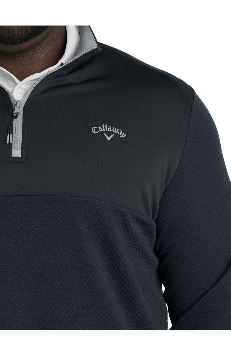 Callaway Big & Tall 1/4-Zip Textured Mixed Media Pullover, Alternate, color, 