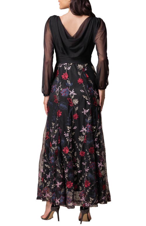 Kiyonna Isabella Embroidered Mesh Gown In Enchanted Garden
