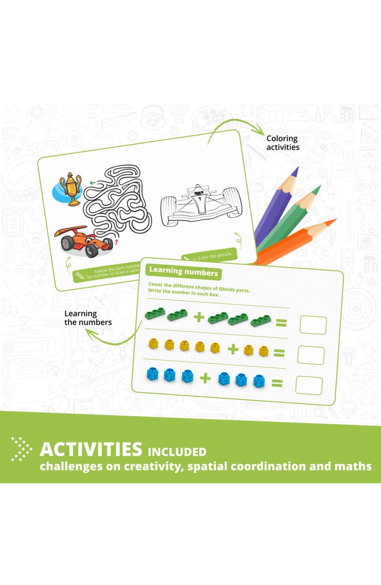 Engino Qboidz Racing Car 10 Model Brick Building Set, Alternate, color, Multicolored