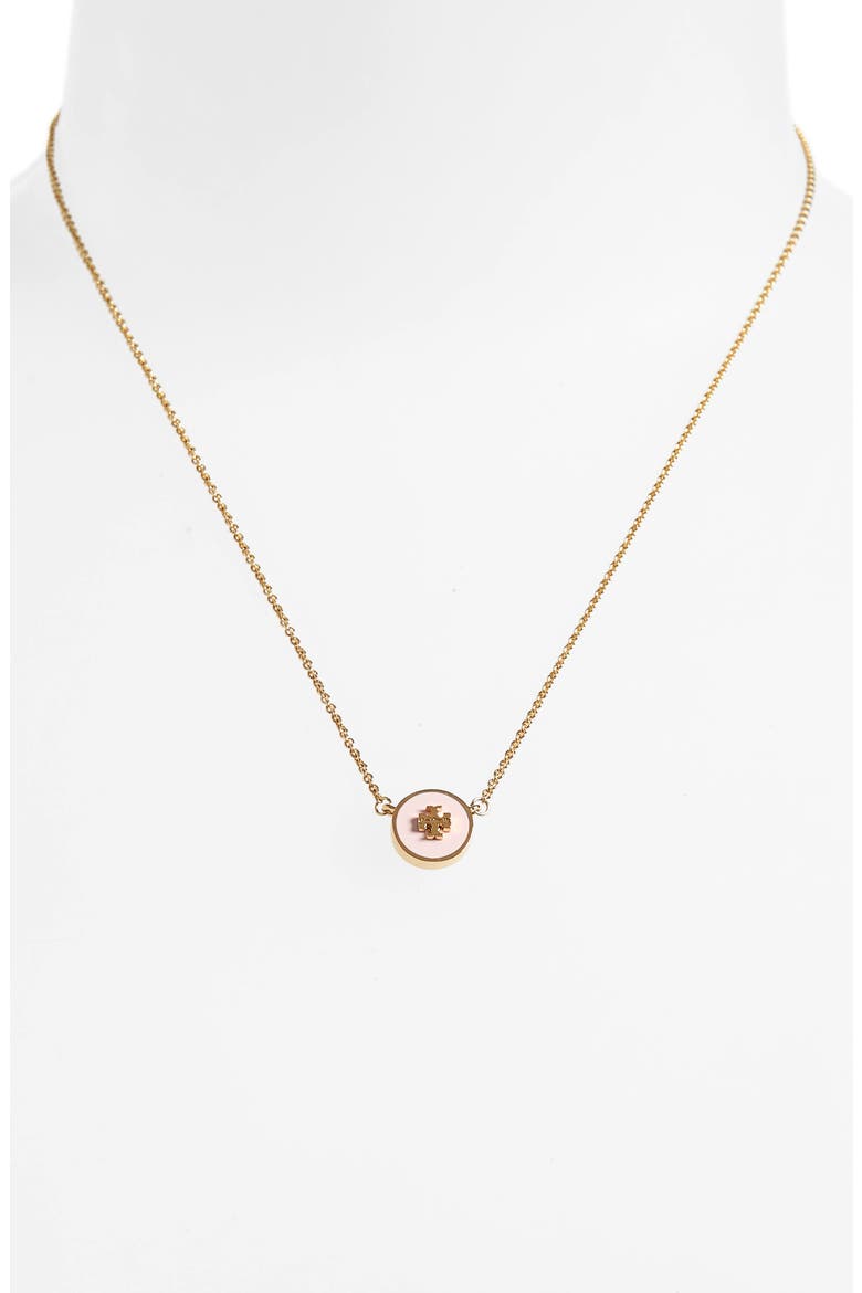 Enamel Pendant Necklace, Alternate, color, TORY GOLD / MINERAL PINK