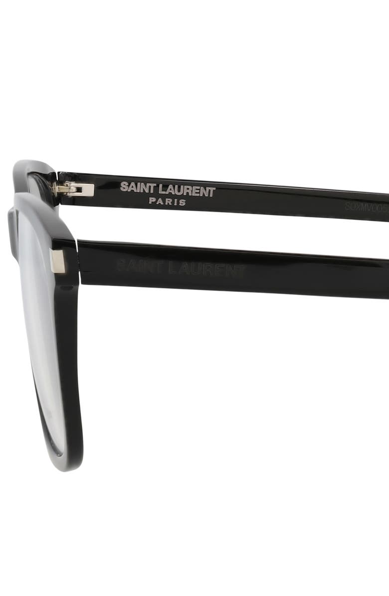 Saint Laurent 54mm Square Optical Glasses, Alternate, color, Black Black Transparent