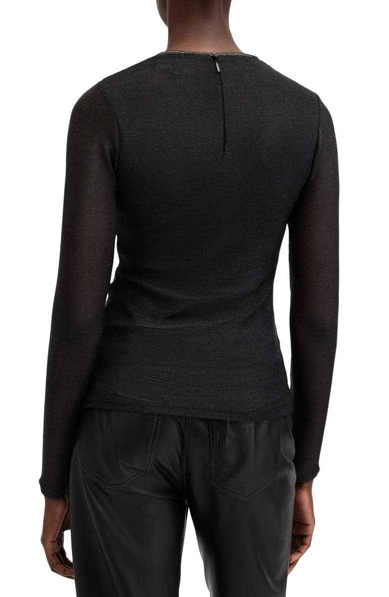 AllSaints Nora Sparkle Cotton Blend Top, Alternate, color, Black Shimmer
