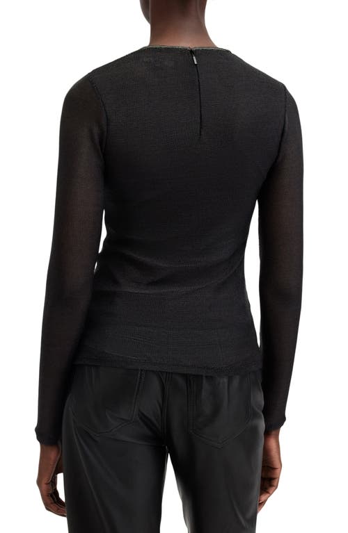 Allsaints Nora Sparkle Long Sleeve Top In Black Shimmer