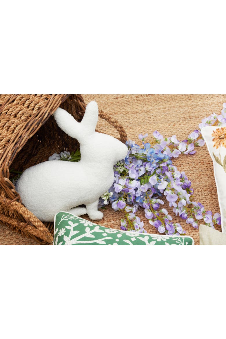 White Easter Bunny Silhouette Shaped Accent Throw Pillow, 16" x 18", Alternate, color, White