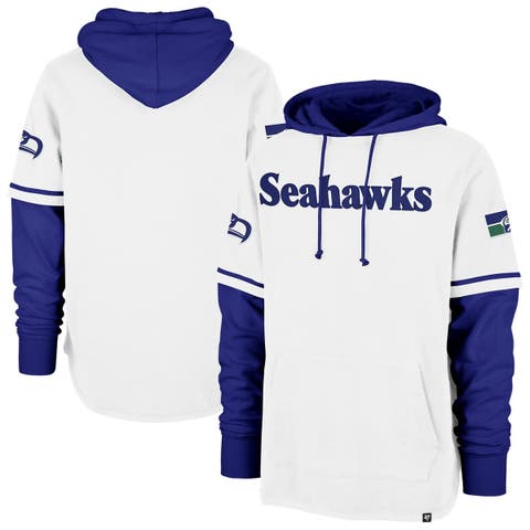 Men's '47  White Seattle Seahawks Throwback Shortstop Pullover Hoodie