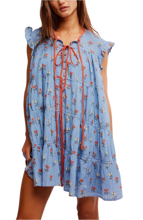 Free People Sundown Print Tunic Dress In Allure Blue Combo