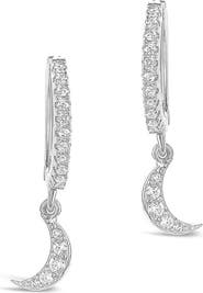 Sterling Forever Sterling Silver CZ Crescent Micro Hoops