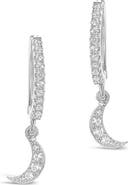 Sterling Forever Sterling Silver CZ Crescent Micro Hoops