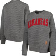 PRESSBOX Women's Pressbox Heather Charcoal Arkansas Razorbacks Moose Quilted Pullover Sweatshirt