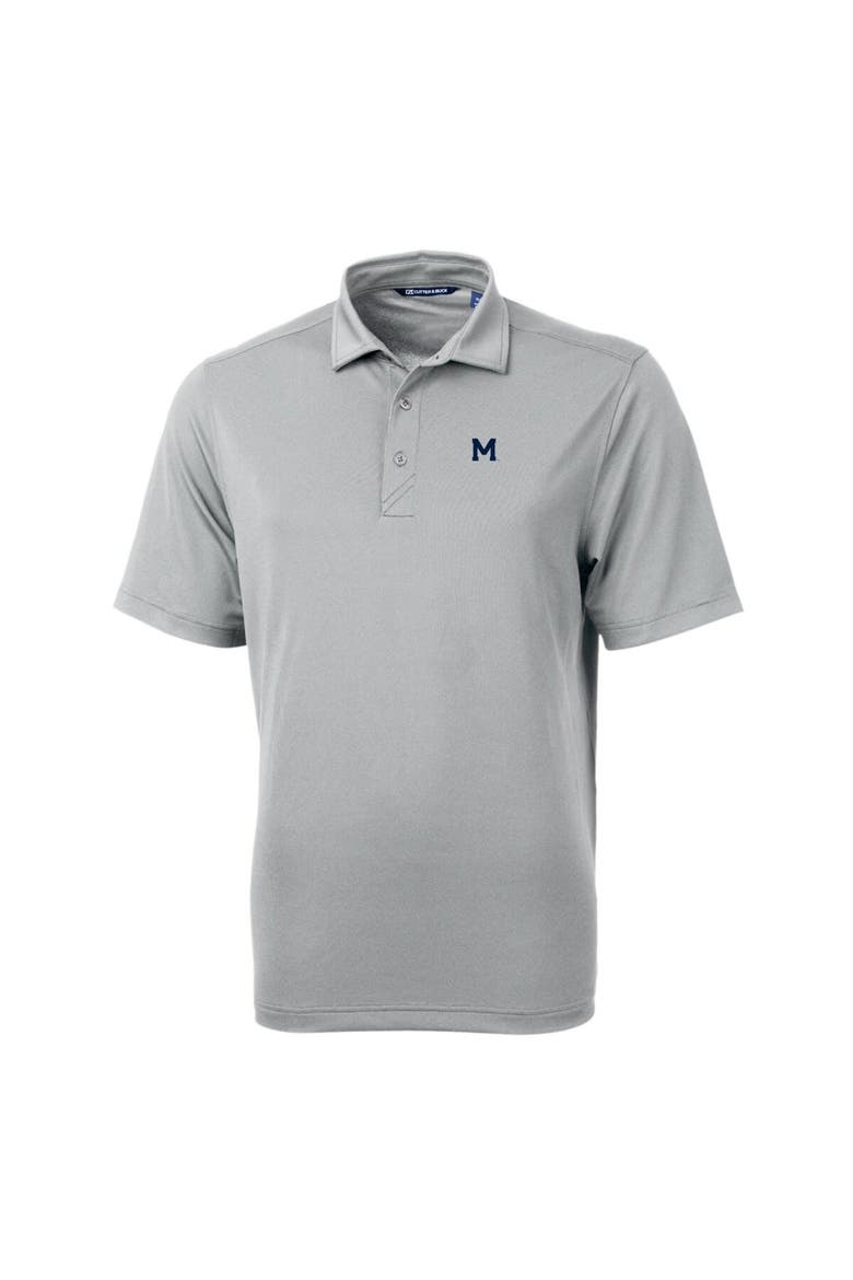 Men's Cutter & Buck Gray Michigan Wolverines Team Big & Tall Virtue Eco Pique Recycled Polo, Alternate, color, Gray