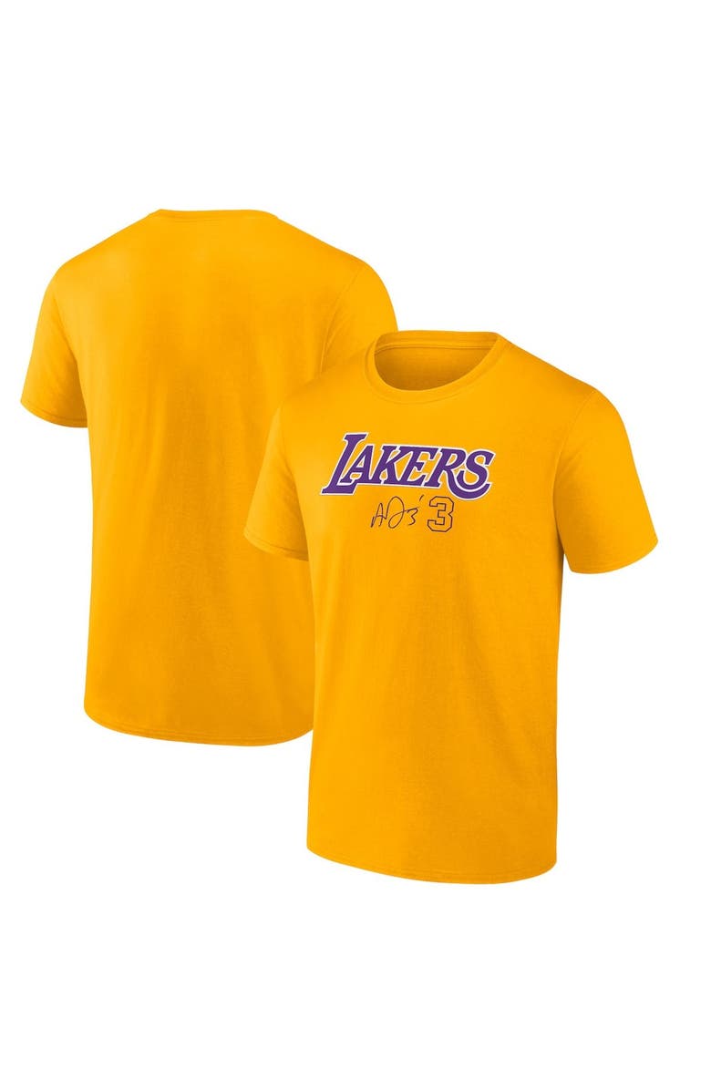 FANATICS Men's Fanatics Branded Anthony Davis Gold Los Angeles Lakers Name & Number T-Shirt, Main, color,