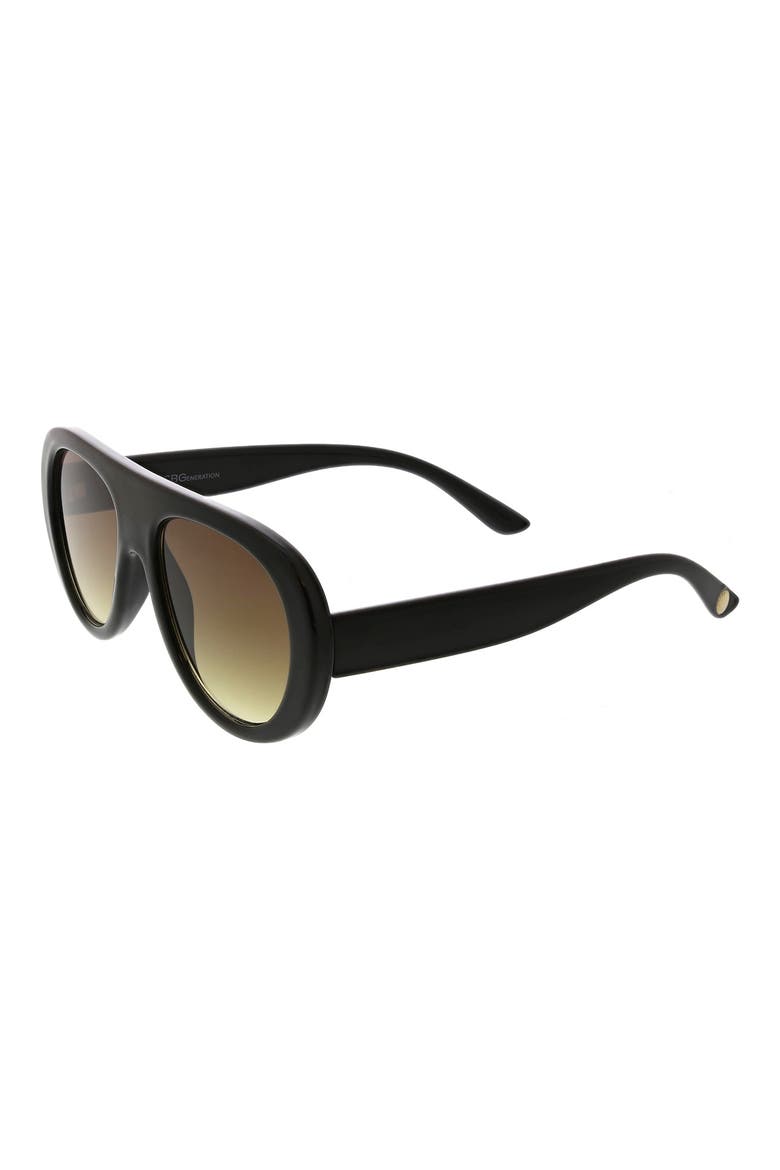 Oversized Aviator Sunglasses, Alternate, color, BLACK