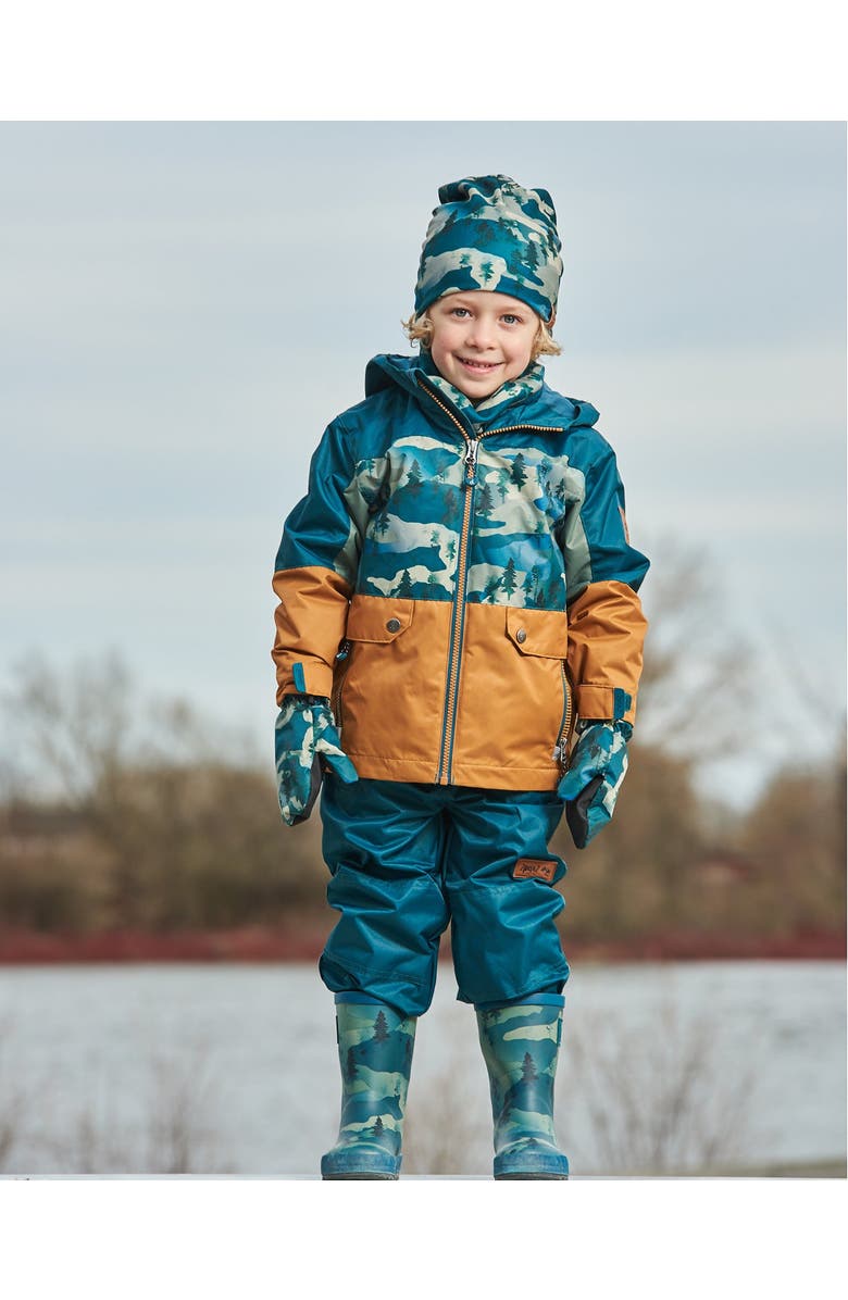 Deux par Deux Boy's 3-In-1 Mid-Season Outerwear Set With Colorblock Jacket Forest Green And Orange, Alternate, color,