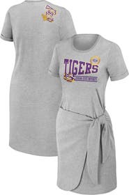 WEAR by Erin Andrews Women's WEAR by Erin Andrews Heather Gray LSU Tigers Knotted T-Shirt Dress
