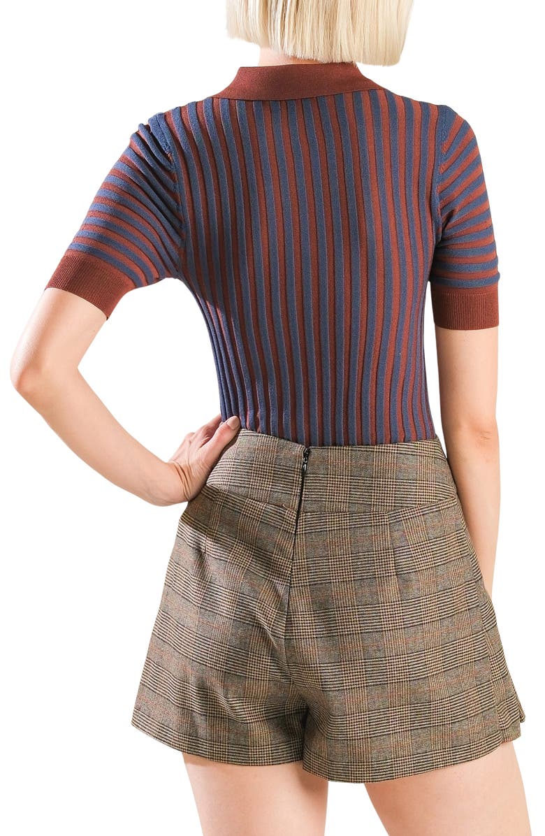 FREEMARKET Contrast Stripe Knit Polo, Alternate, color, Burgundy/ Blue