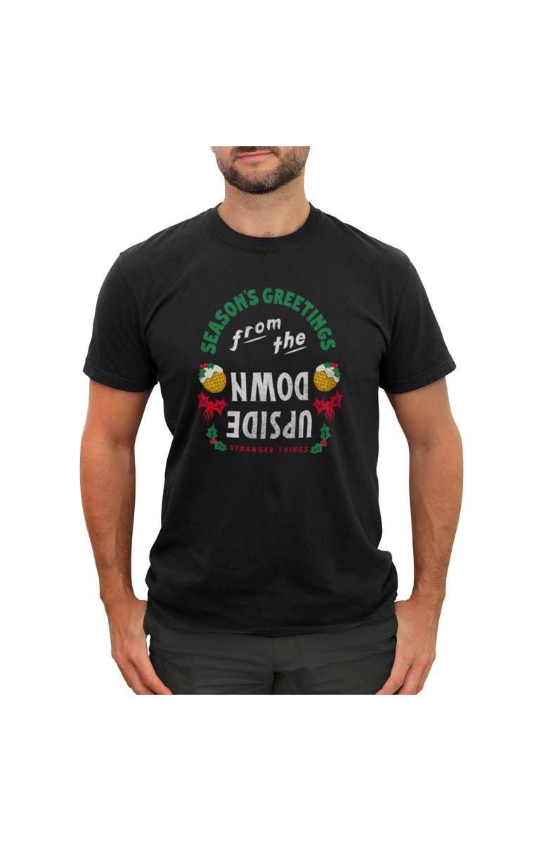 Stranger Things Men's Stranger Things Christmas Season's Greetings Graphic T-Shirt, Main, color, Black