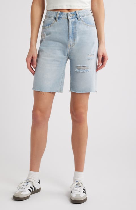 Nola High Waist Deconstructed Cutoff Bermuda Shorts
