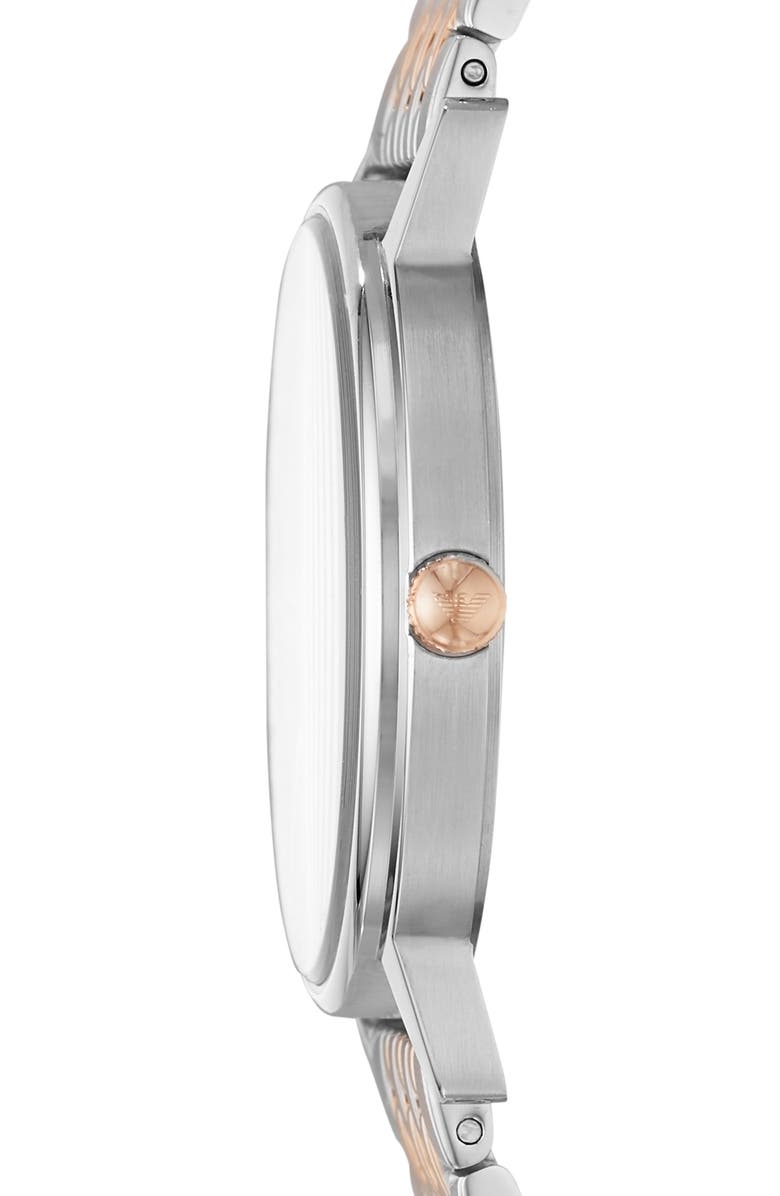 Emporio Armani Three-Hand Two-Tone Bracelet Watch, 41mm, Alternate, color, Silver