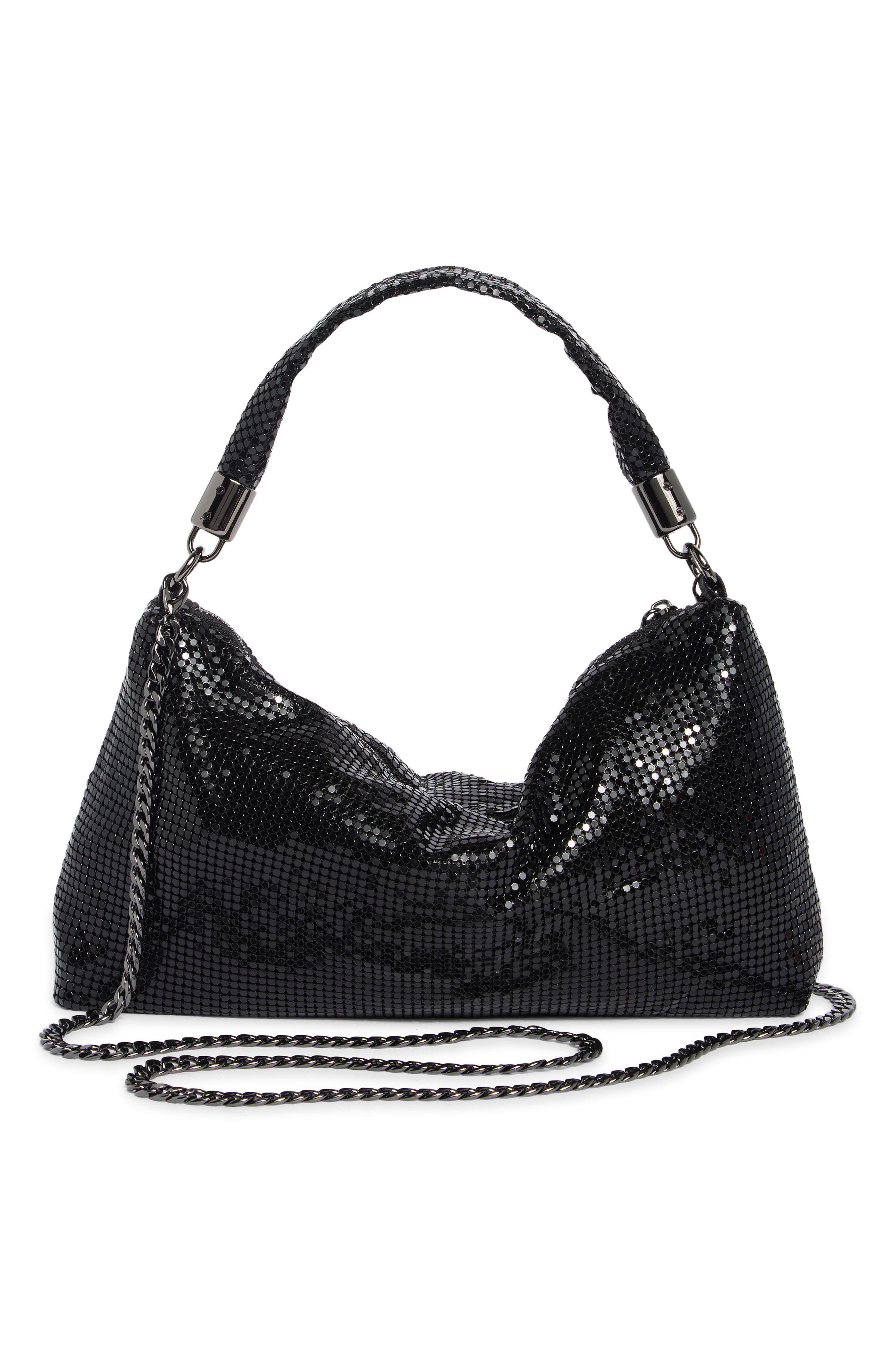 Marilla Mesh Shoulder Bag, Alternate, color, BLACK