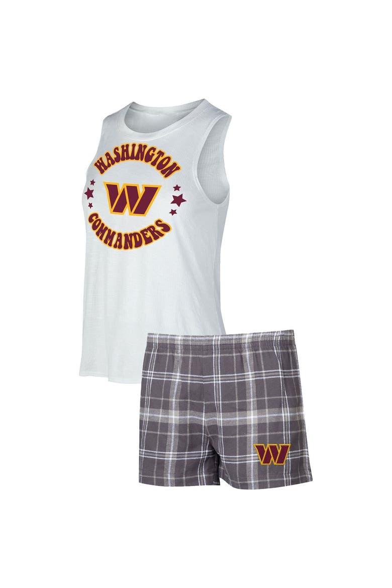 Women's Concepts Sport White/Charcoal Washington Commanders Ultimate Tank Top & Shorts Sleep Set, Main, color, Charcoal