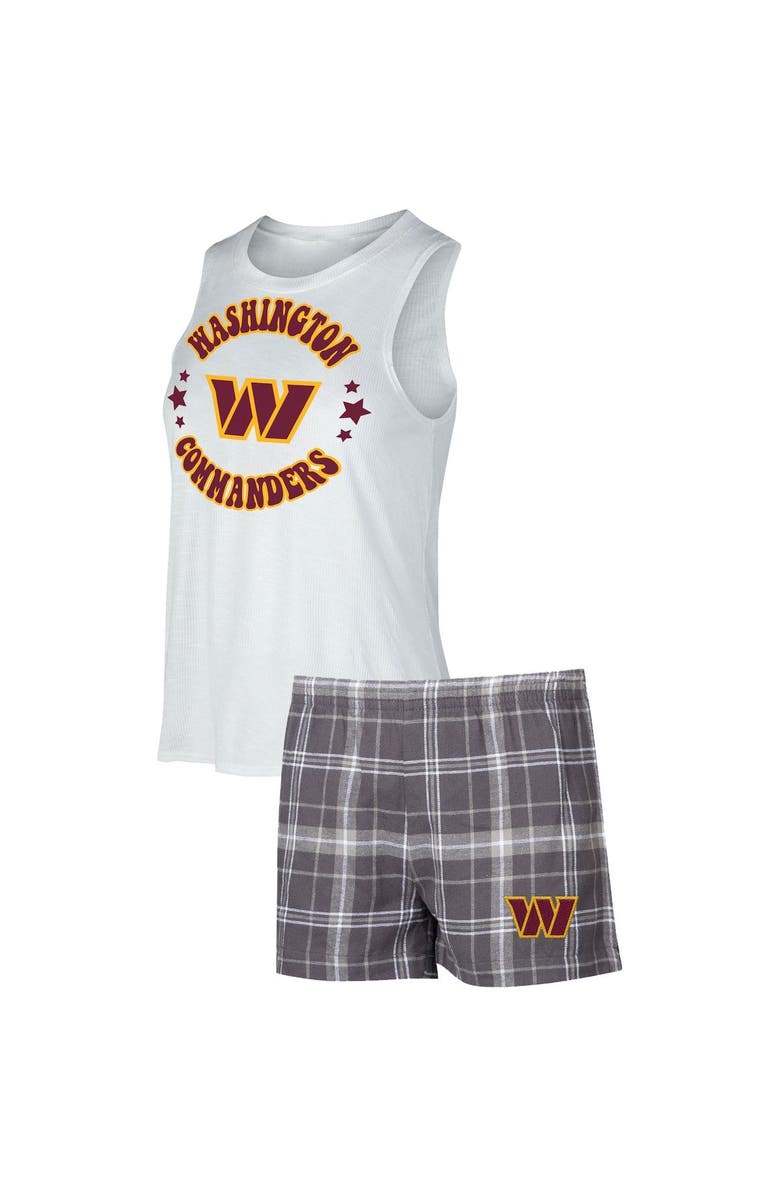 CONCEPTS SPORT Women's Concepts Sport White/Charcoal Washington Commanders Ultimate Tank Top & Shorts Sleep Set, Main, color, Charcoal
