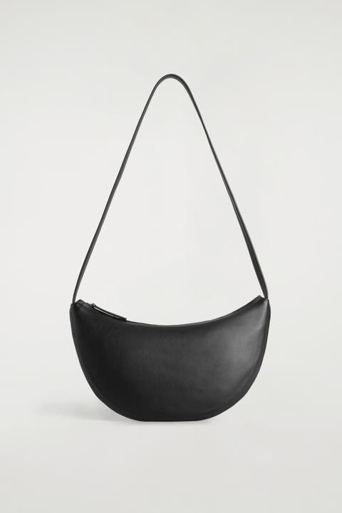 Curved Shoulder Bag - Leather