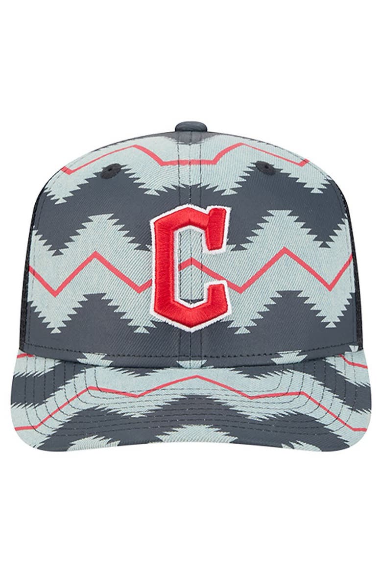 Men's New Era Denim/Navy Cleveland Guardians Aztec Denim 9SEVENTY Adjustable Hat, Alternate, color, Denim