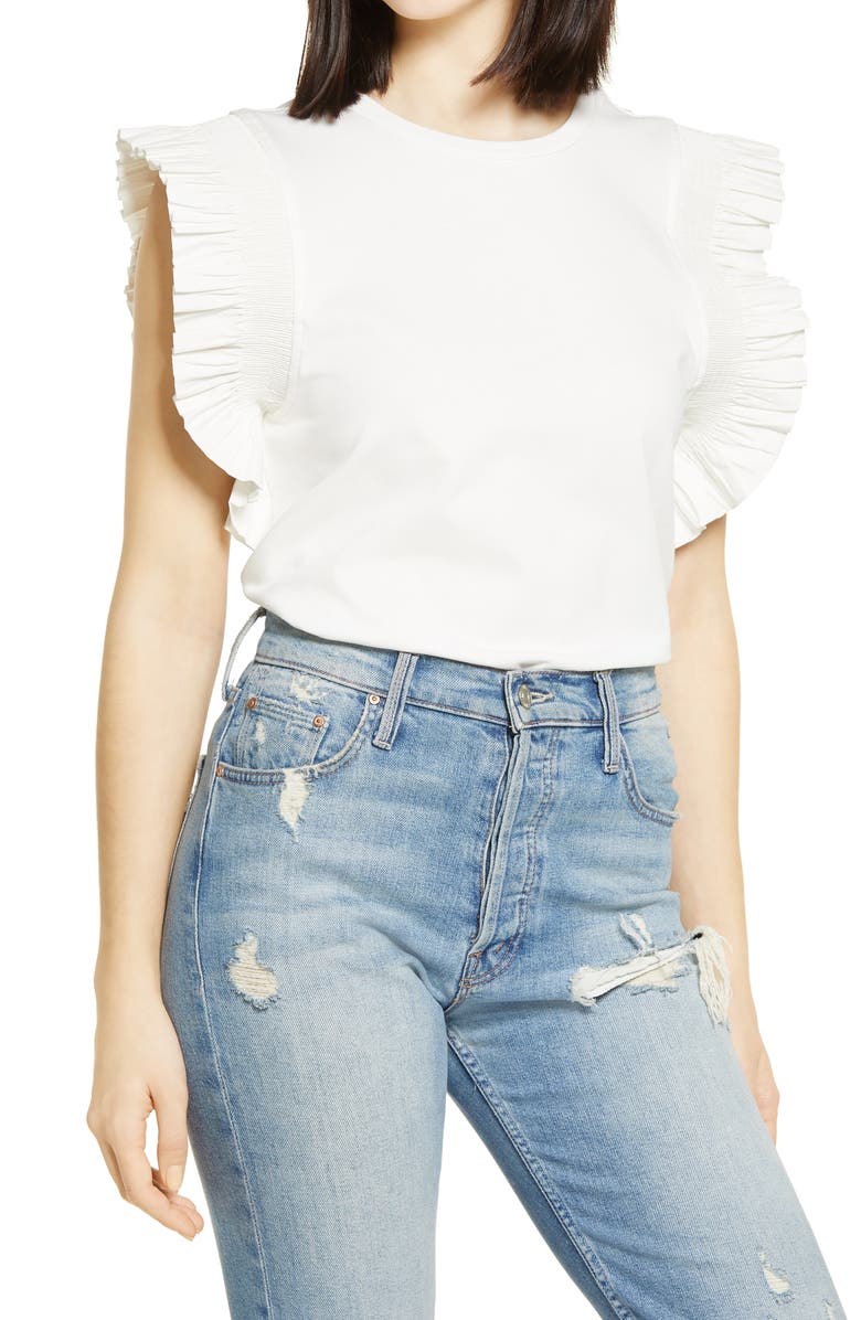 English Factory Poplin Ruffle Top, Main, color,