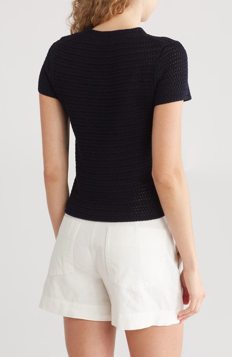 Vince Cotton Crochet Crewneck T-Shirt, Alternate, color, Coastal