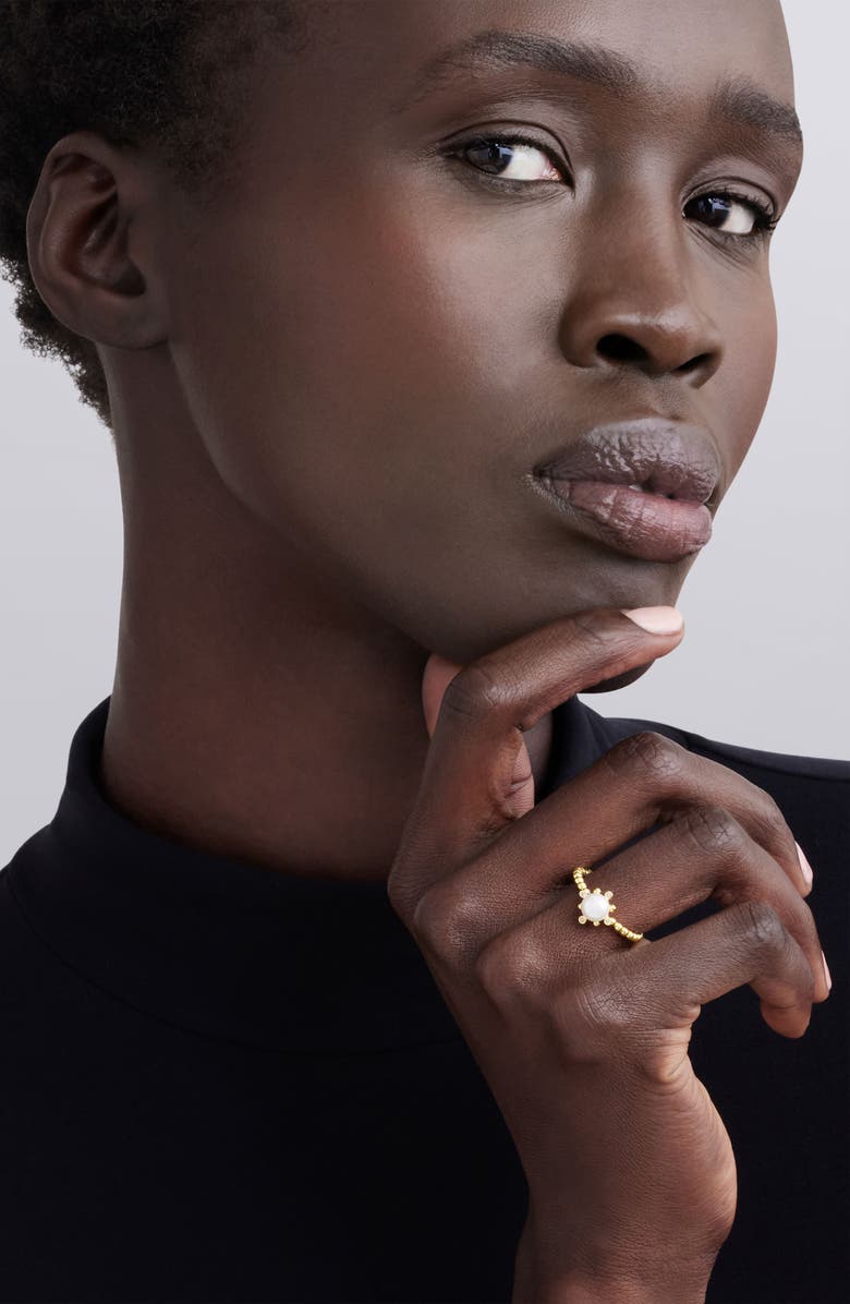 LAGOS 18K Luna Fleur Pearl Floral Ring, Alternate, color, Gold