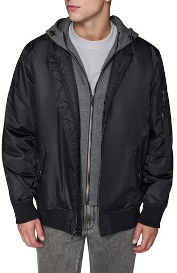 Karl Lagerfeld Paris Full Zip Bomber Jacket In Black