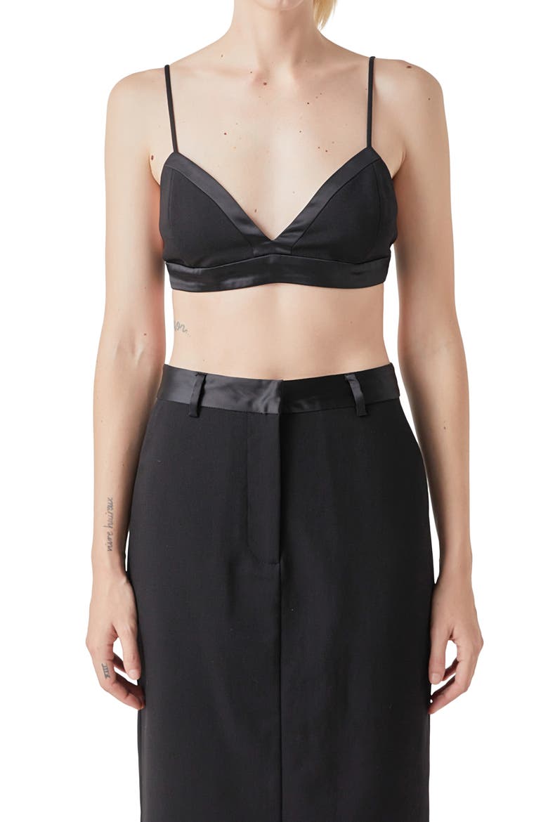 Satin Trim Bra Top, Alternate, color, BLACK