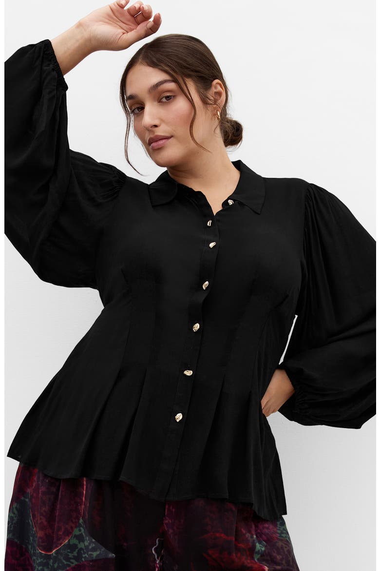 Piper Puff Shoulder Shirt, Alternate, color, BLACK
