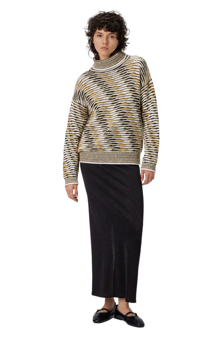 Missoni Oversized High-neck Sweater With Flame Pattern, Main, color, Yellow & Brown