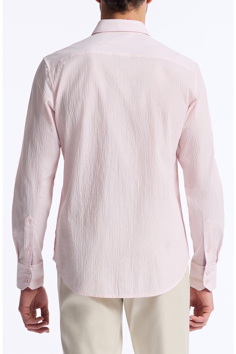 Textured Stretch Cotton Button-Up Shirt, Alternate, color, PINK
