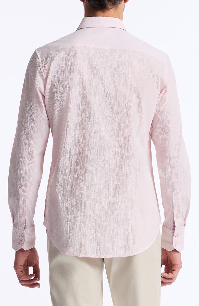 Robert Graham Textured Stretch Cotton Button-Up Shirt, Alternate, color, Pink