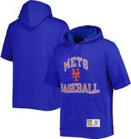 Mitchell & Ness Men's Mitchell & Ness Royal New York Mets Cooperstown Collection Washed Fleece Pullover Short Sleeve Hoodie