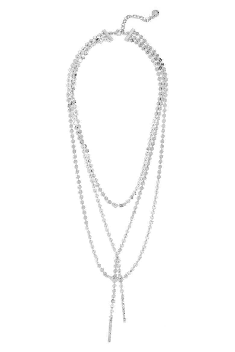 Amber Layered Chain Y-Necklace, Alternate, color, SILVER