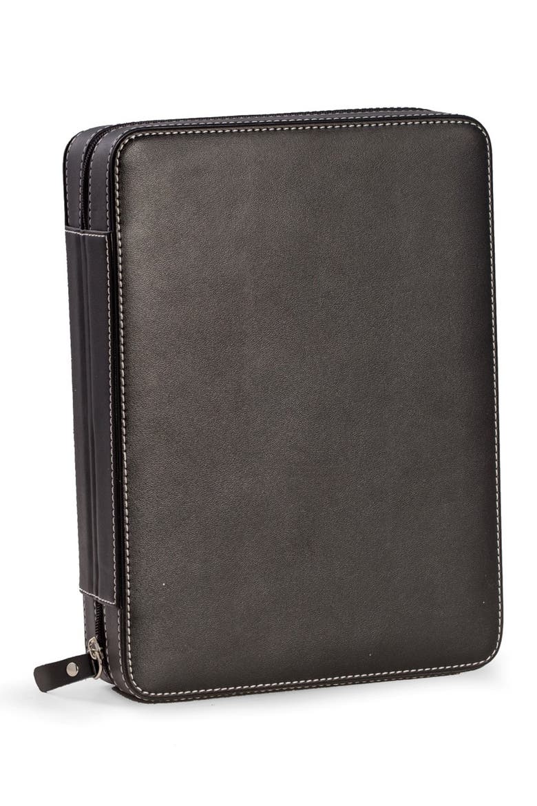 Two-Watch & Two-Sunglasses Leather Travel Case, Alternate, color, BLACK
