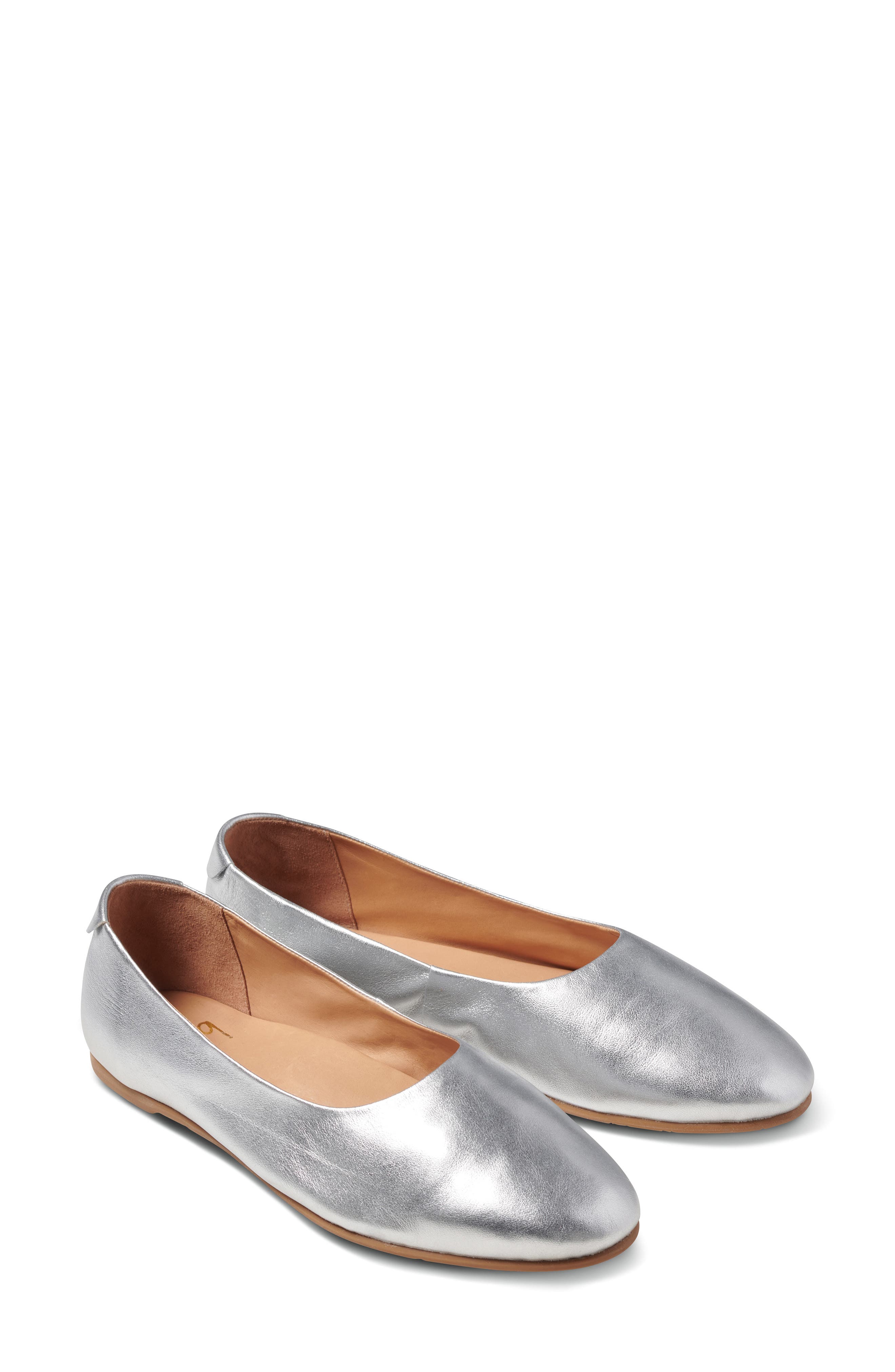 Swiftlet Leather Ballet Slipper, Main, color, SILVER