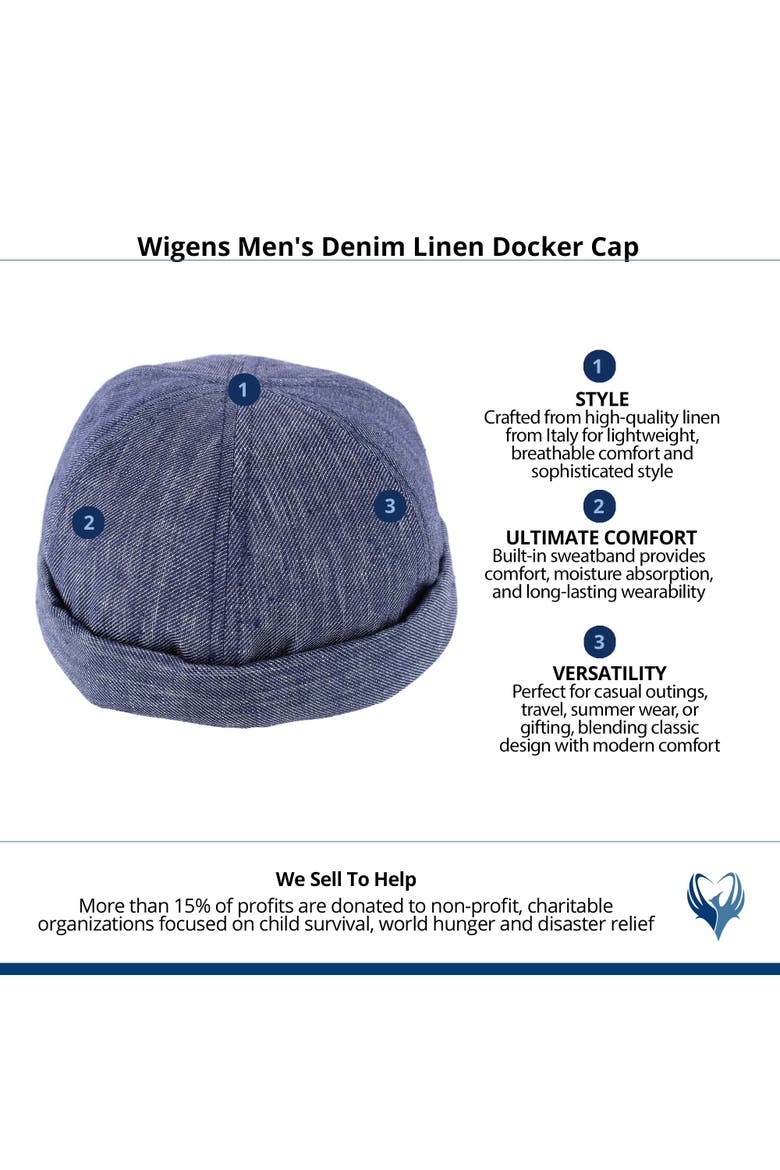 Men's Denim Linen Docker Cap, Alternate, color, Navy