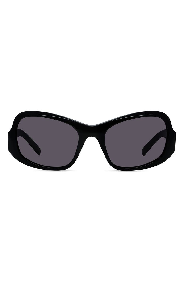 Givenchy GV Day 54mm Geometric Sunglasses, Main, color, Shiny Black / Smoke