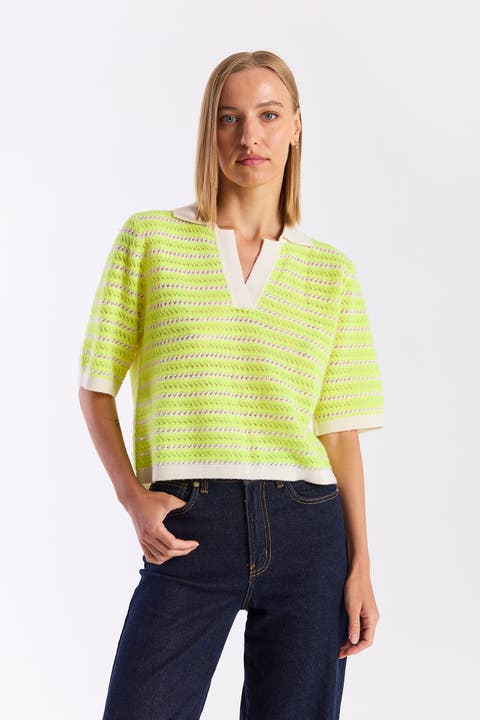 Suzie Stitch 100% Cashmere Polo Top